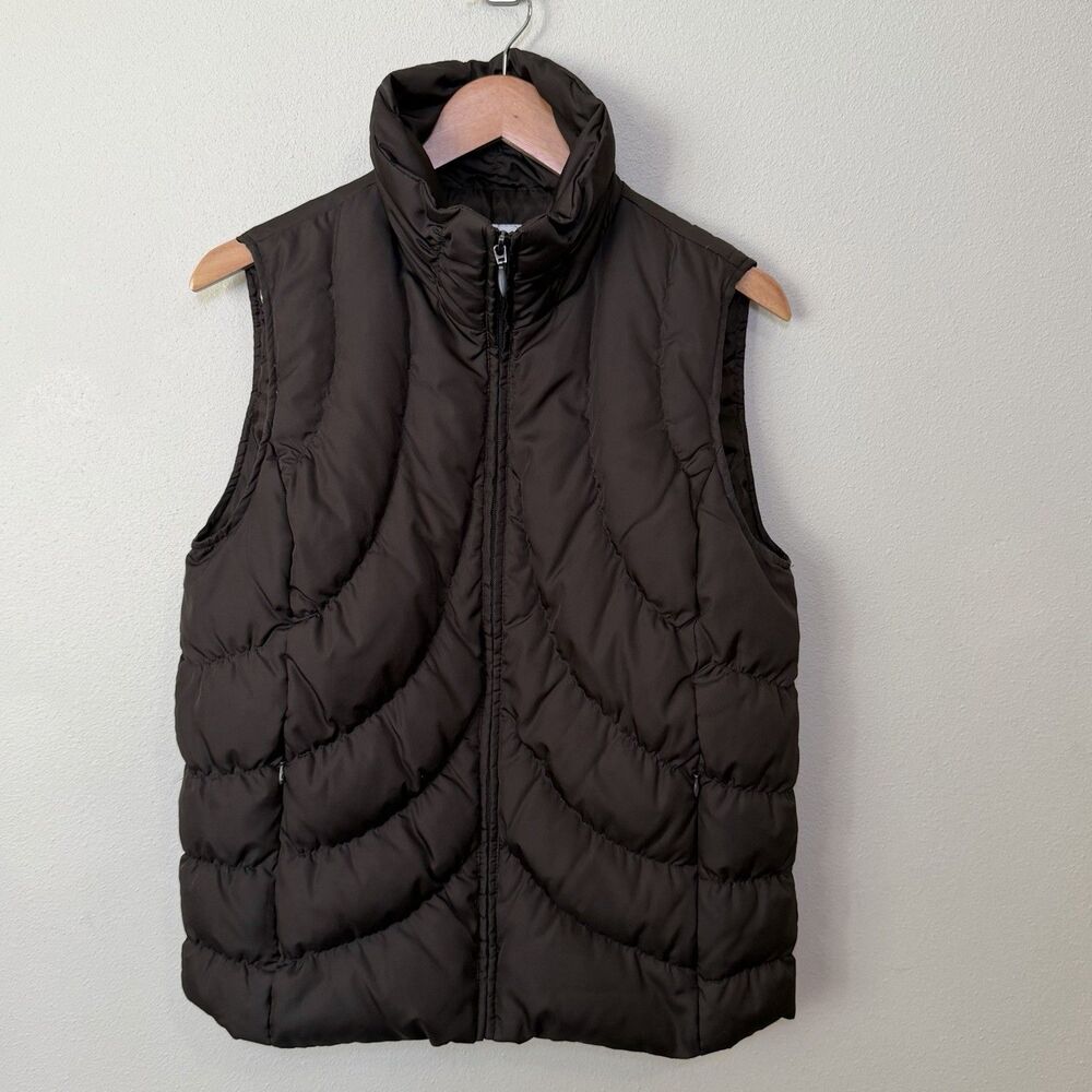 Nine West Separates Chocolate Brown Chevron Down Puffer Vest Gorpcore Womens M